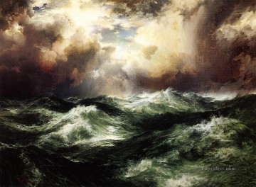 海の風景 Painting - トーマス・モラン 月明かりに照らされた海景